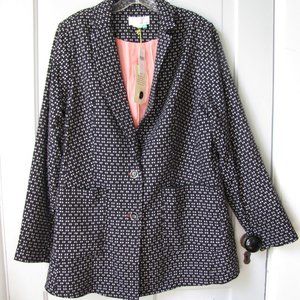 NWT ANTHROPOLOGIE Woven Lined Mod Polka Dot Blazer Jacket PLus 1X XXL XL